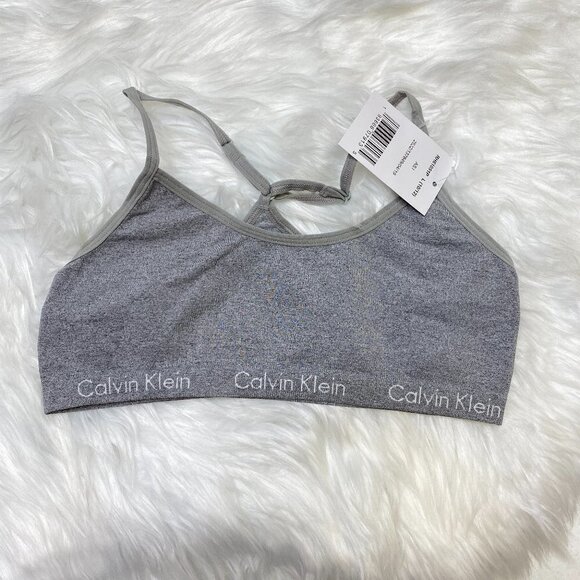 NWT Calvin Klein Girls Racerback Logo Bra - Picture 1 of 5